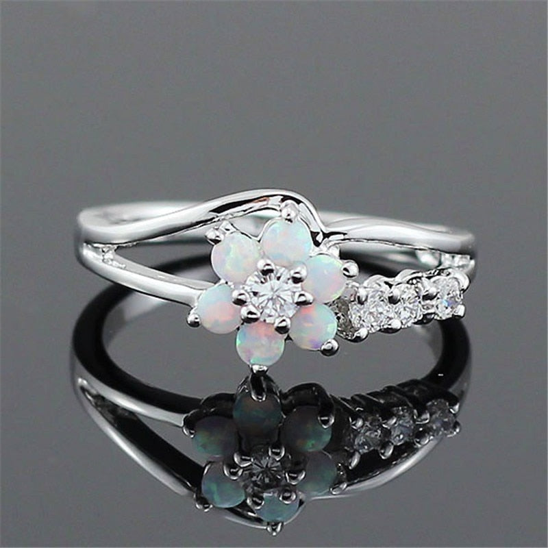 Blume Opal Kristall Ring