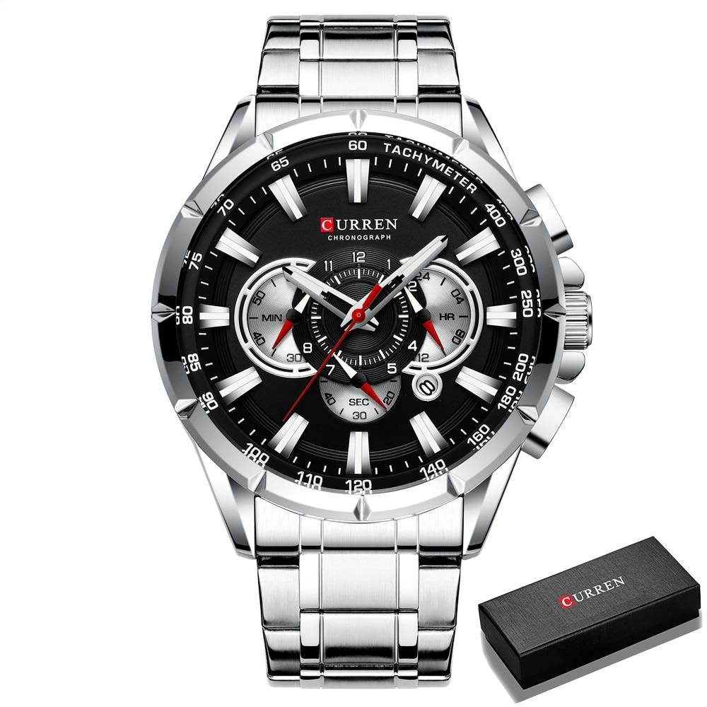 Curren 3 Zifferblätter Chronograph Luxus-Armbanduhr