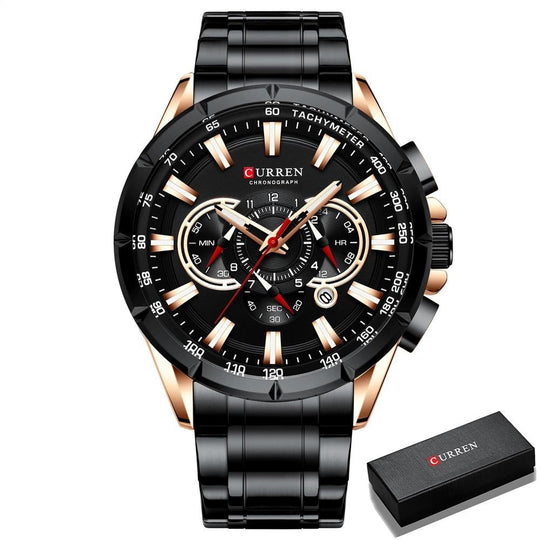 Curren 3 Zifferblätter Chronograph Luxus-Armbanduhr