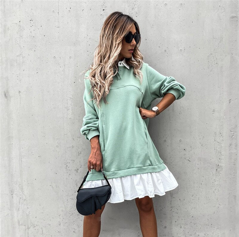 Damen Kleid Mit Kragen