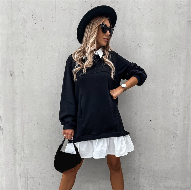 Damen Kleid Mit Kragen
