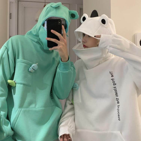 Frosch-Kapuzenpullover Mit Reißverschluss