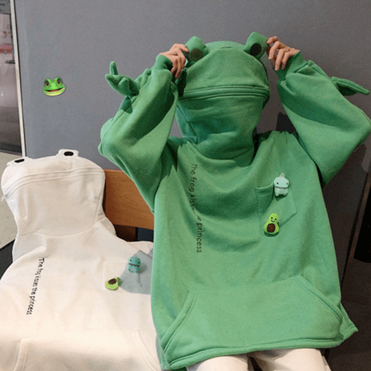 Frosch-Kapuzenpullover Mit Reißverschluss