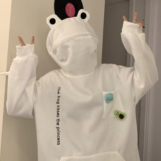 Frosch-Kapuzenpullover Mit Reißverschluss