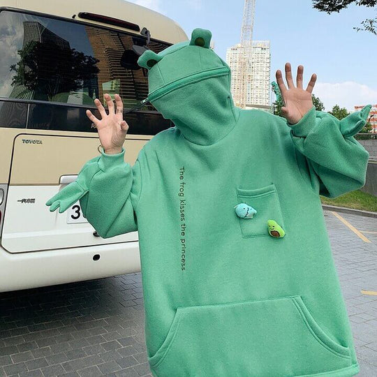 Frosch-Kapuzenpullover Mit Reißverschluss