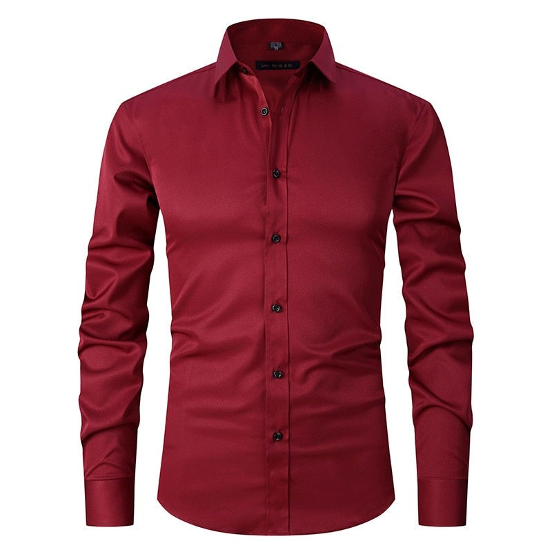 Herren Anti-Winkle Slim Fit Kleid Hemd