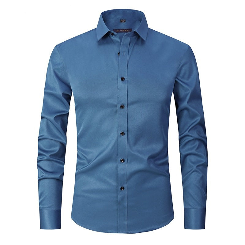 Herren Anti-Winkle Slim Fit Kleid Hemd