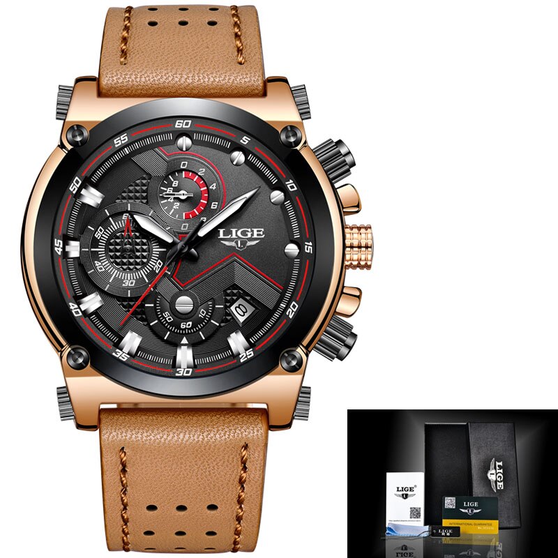 Herren Leder Analog-Armbanduhr