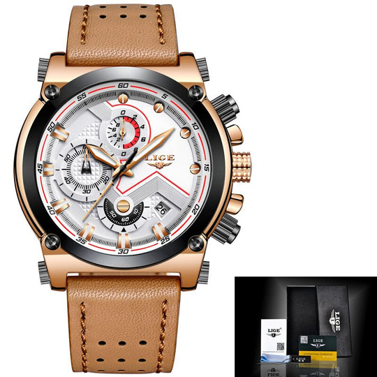 Herren Leder Analog-Armbanduhr
