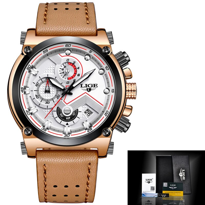 Herren Leder Analog-Armbanduhr