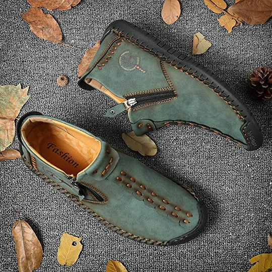Herren Vintage Hand Genäht Stiefelette