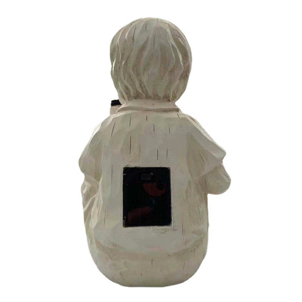 Kinder Mit Solar-Glühwürmchen Gartenstatuen