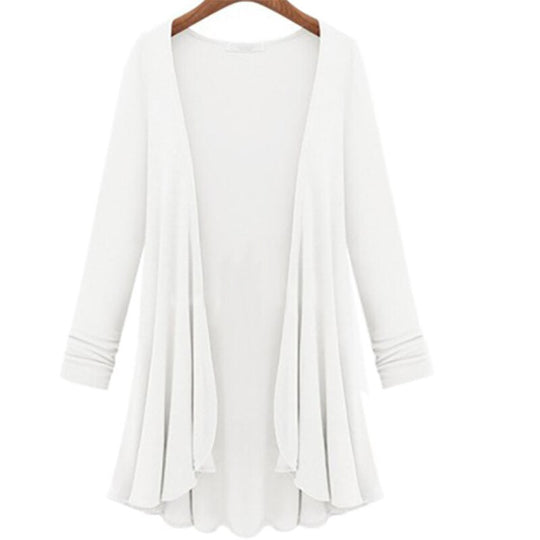 Lässige Langärmelige Strickjacke Mit Rüschen