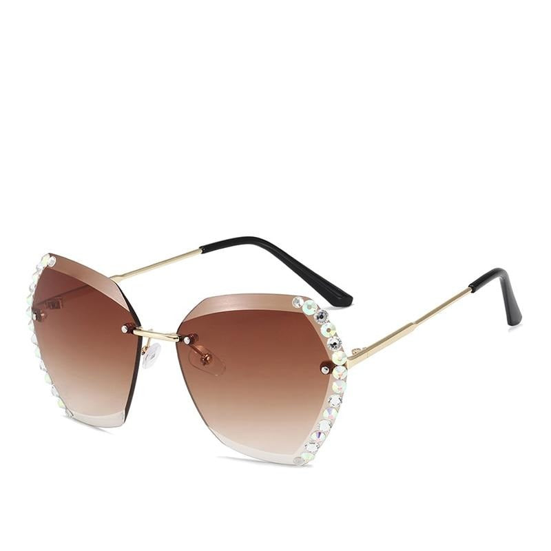 Randlose Strass-Sonnenbrille