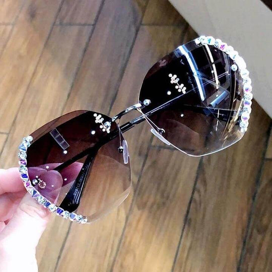 Randlose Strass-Sonnenbrille