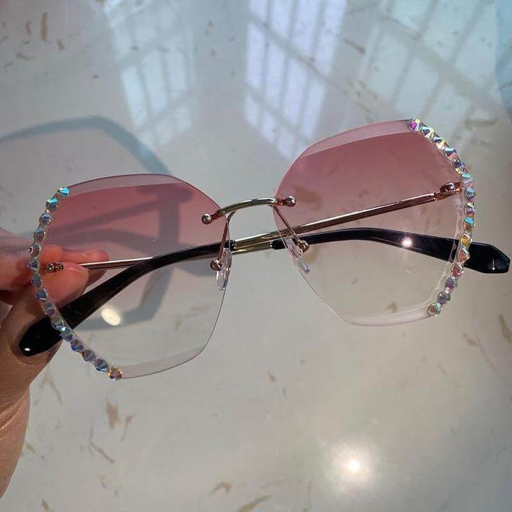 Randlose Strass-Sonnenbrille