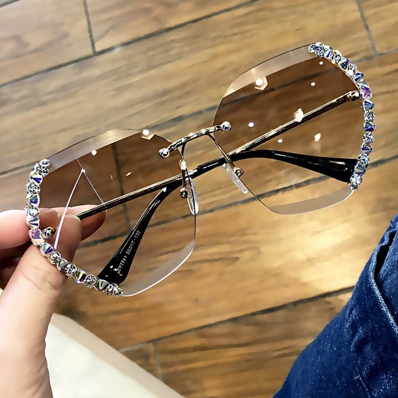 Randlose Strass-Sonnenbrille