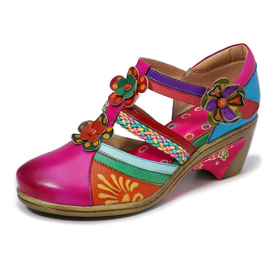 Retro Bunte Ledersandalen
