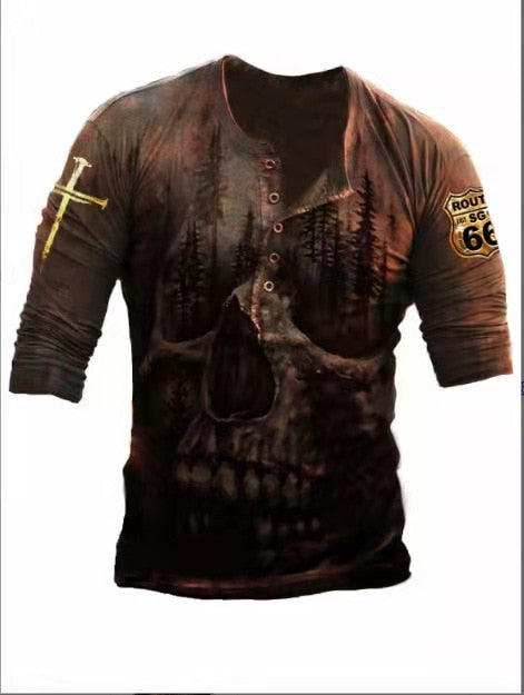 Retro Totenkopf Langarm-T-Shirts