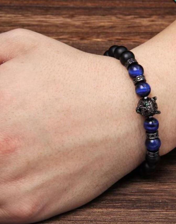 Wolf Tigerauge Perlenarmband