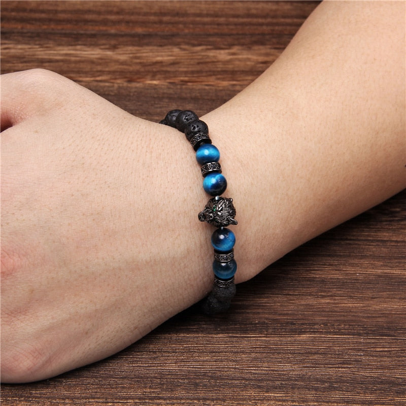 Wolf Tigerauge Perlenarmband