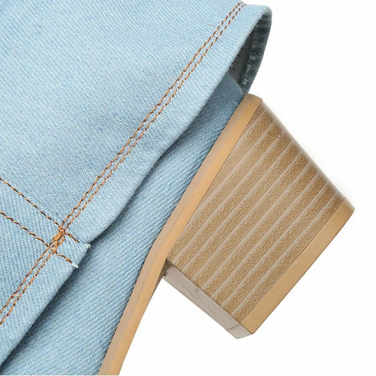 Denimlaarzen voor dames met blokhakken